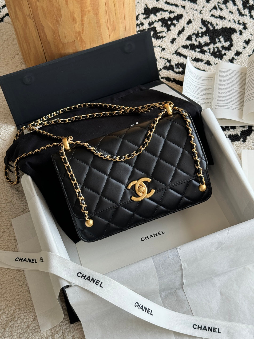 Classic Quilted Leather Handbag with Gold - Tone Hardware