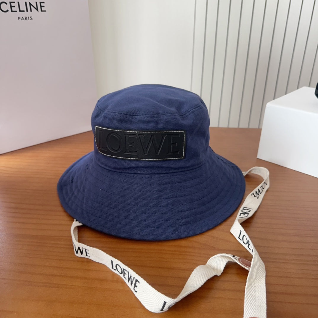 Blue Denim Bucket Hat with Long Straps