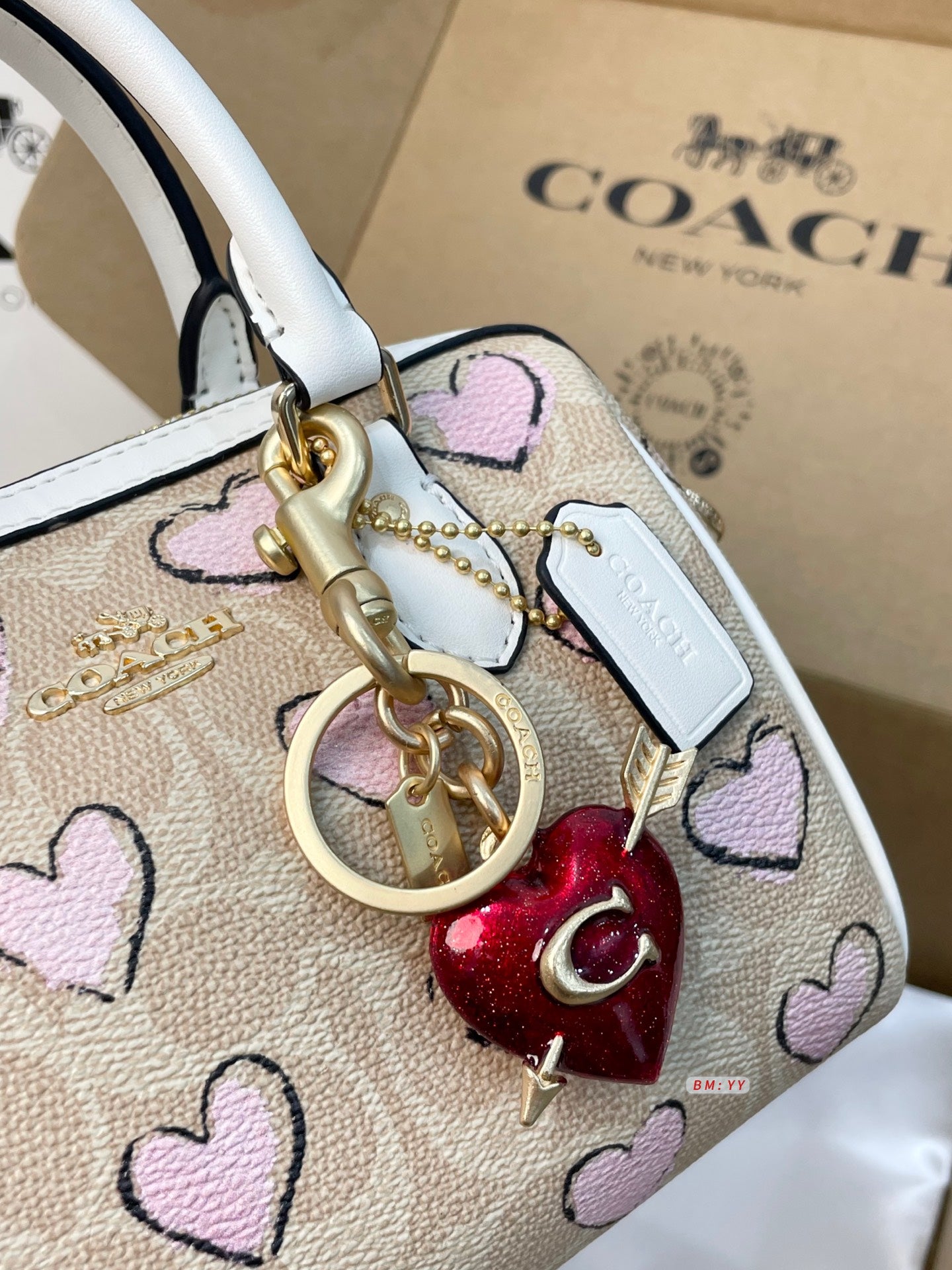 Mini Barrel Bag in Canvas with Pink Heart Print – Limited Edition