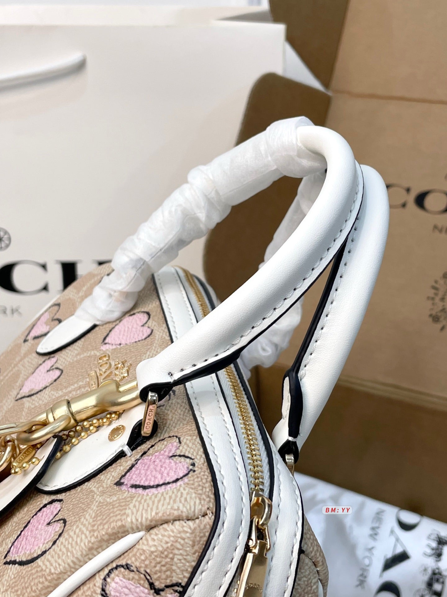 Mini Barrel Bag in Canvas with Pink Heart Print – Limited Edition