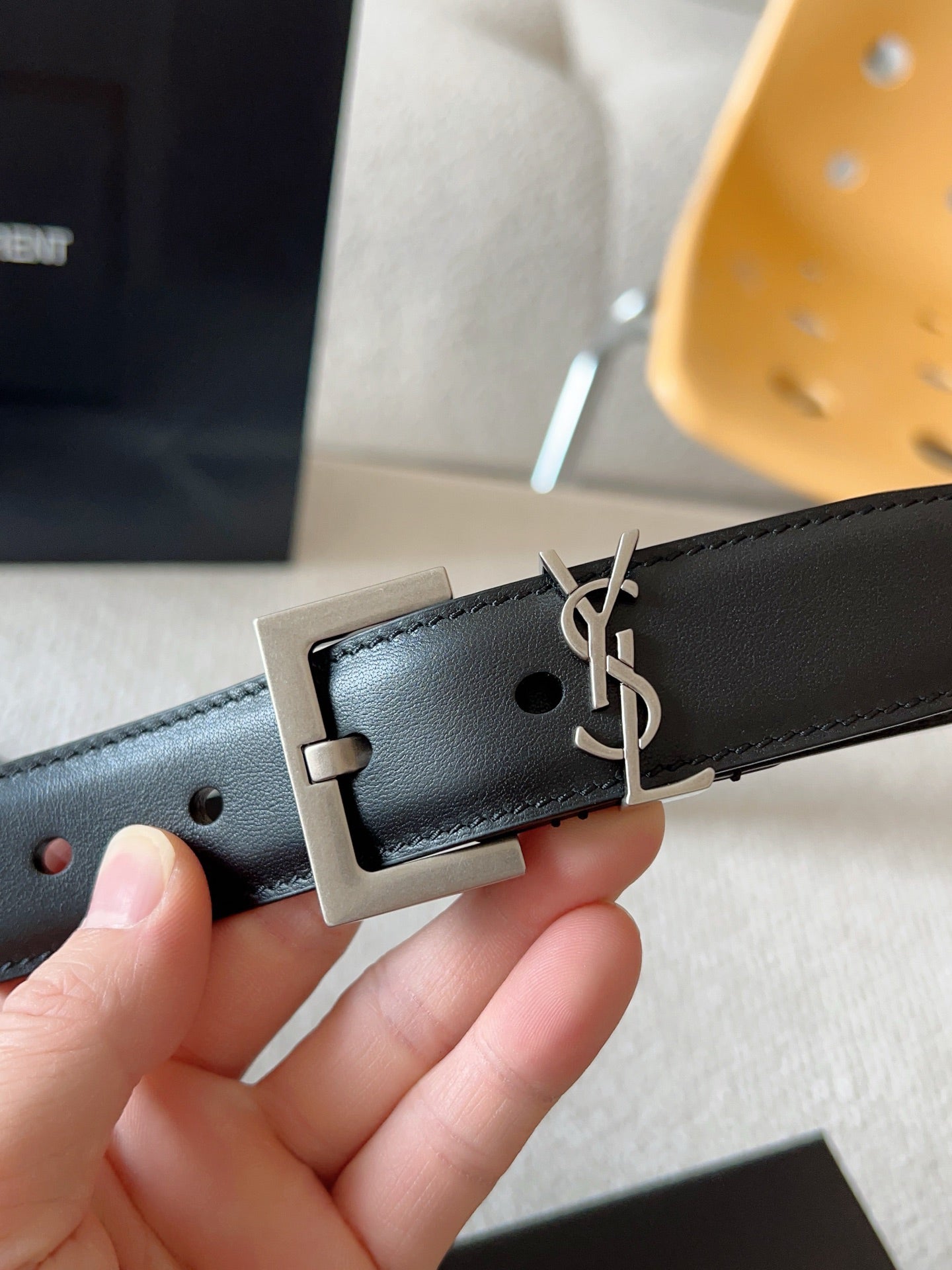 Women's genuine leather belt with silver buckle