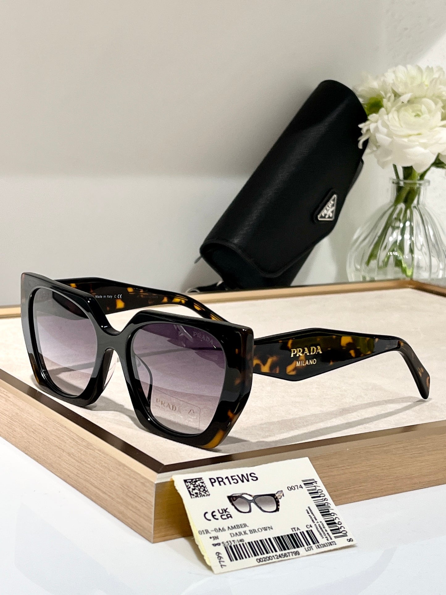 Women’s Cat-Eye Sunglasses, Dark Brown Tortoiseshell Frame