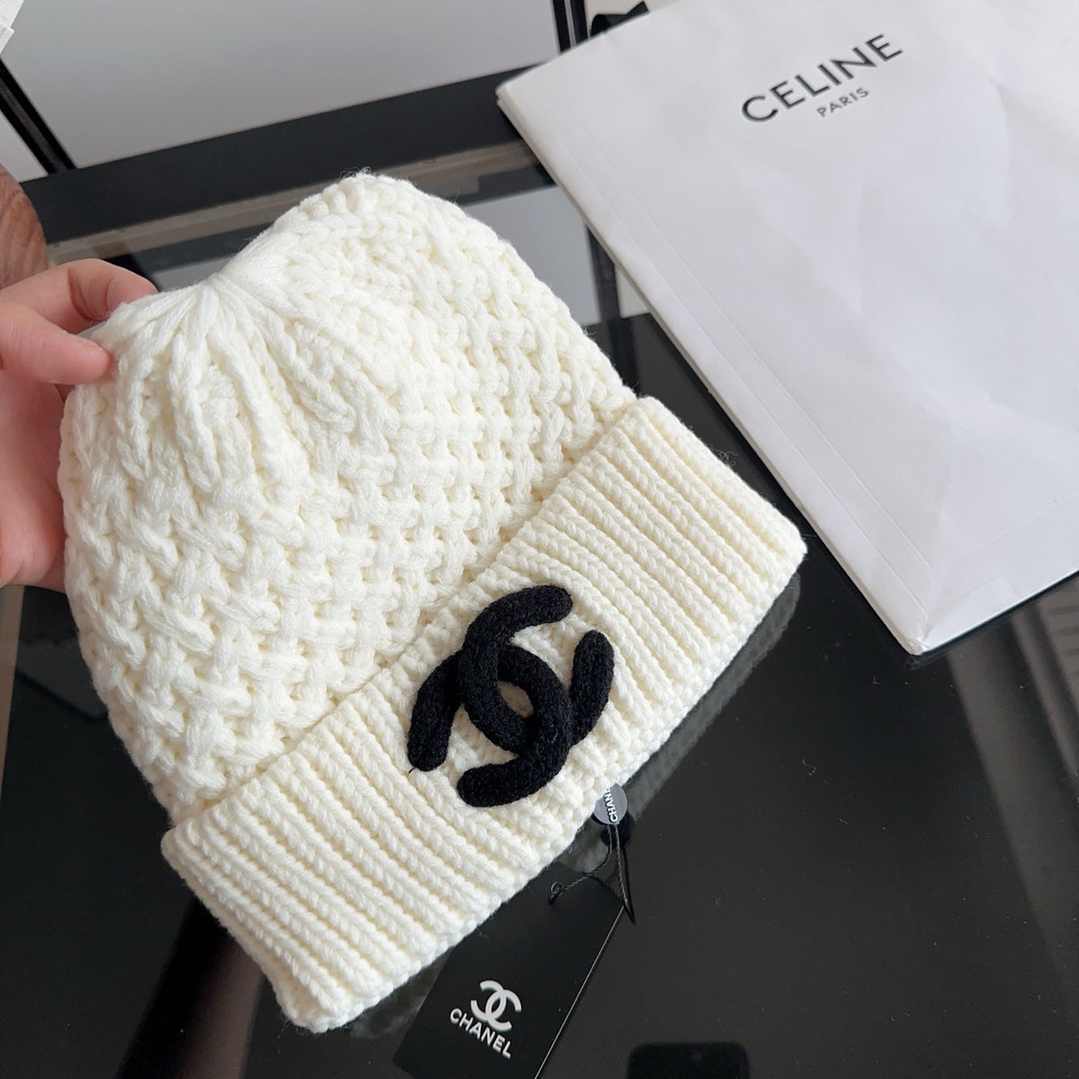 Textured Knit Beanie with Foldover Cuff
