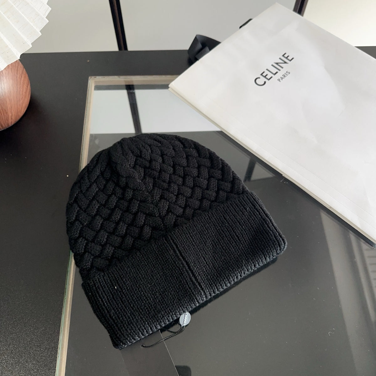 Textured Knit Beanie with Ribbed Fold-Over Cuff