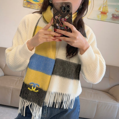 Minimalist  Striped Fringe Scarf