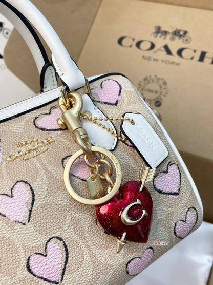 Mini Barrel Bag in Canvas with Pink Heart Print – Limited Edition