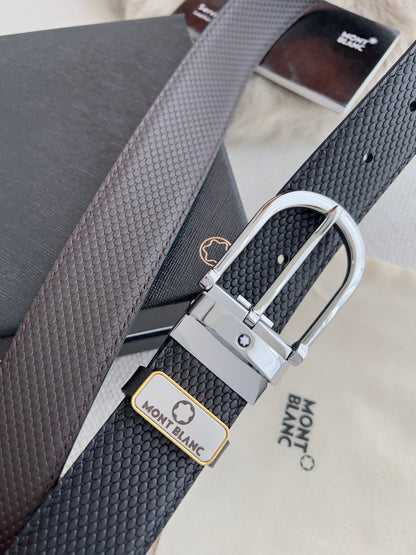 Men's Genuine Leather Belt – Pin Buckle Width 3.5cm