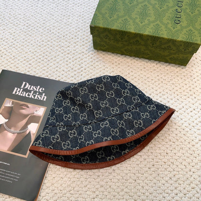 Elevated Monogram Bucket Hat with Leather Trim