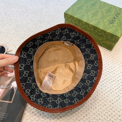 Elevated Monogram Bucket Hat with Leather Trim