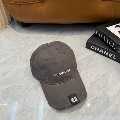 Distressed Style Baseball Cap in Charcoal