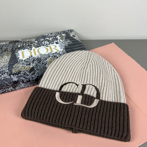 CD  Two-Tone Ribbed Knit Beanie Winter Headwear