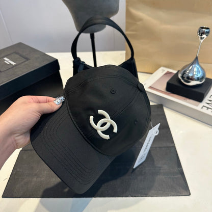 Embroidered Cotton Baseball Cap — Black