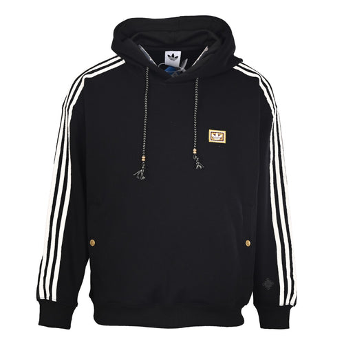 Statement Black Hoodie with Iconic Stripes