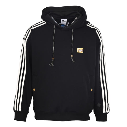 Statement Black Hoodie with Iconic Stripes