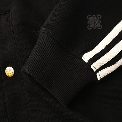 Statement Black Hoodie with Iconic Stripes