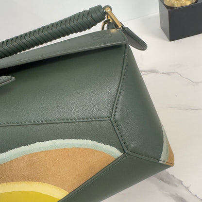 Structured Leather Shoulder Bag with Abstract Suede Panels (1113595538)