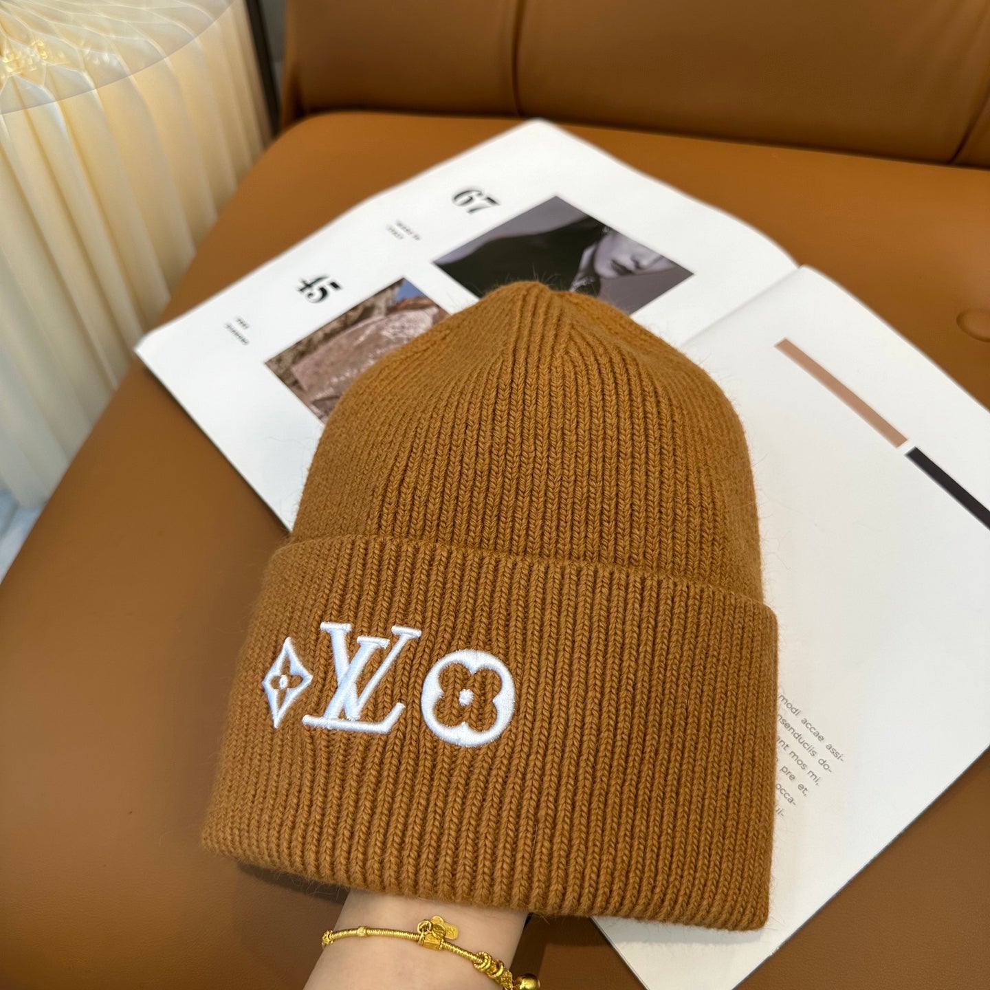 Knit Beanie in Khaki