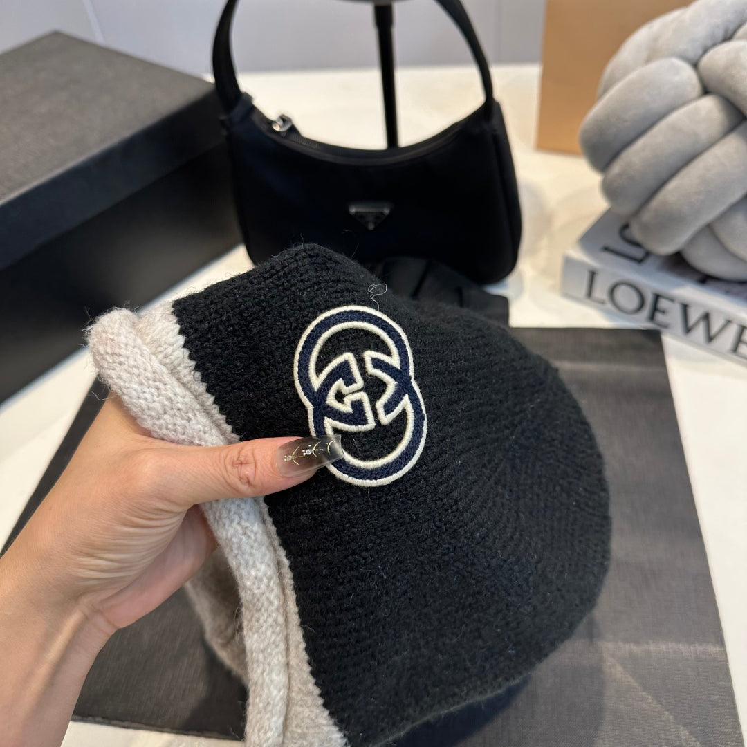 Color-blocked Knit Beanie Black G/G