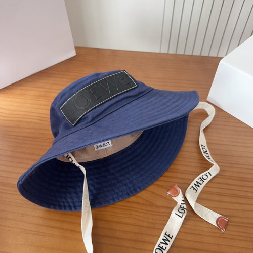 Blue Denim Bucket Hat with Long Straps