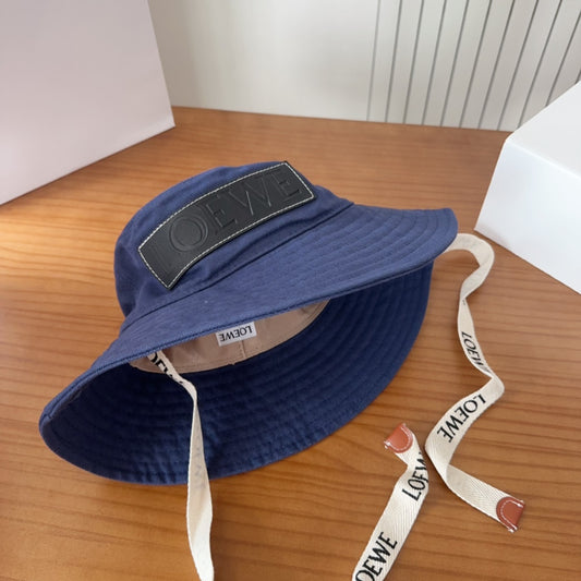 Blue Denim Bucket Hat with Long Straps