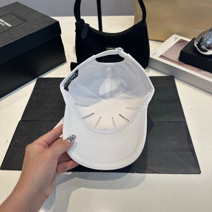 Embroidered Cotton Baseball Cap — White