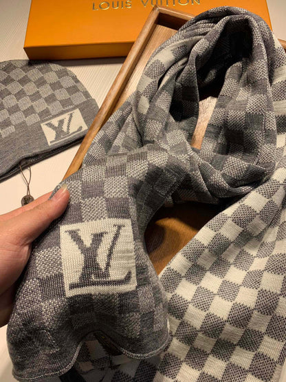 L&V  Knit Beanie + Matching Scarf Set