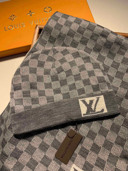 L&V  Knit Beanie + Matching Scarf Set