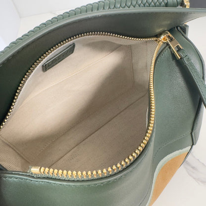 Structured Leather Shoulder Bag with Abstract Suede Panels (1113595538)