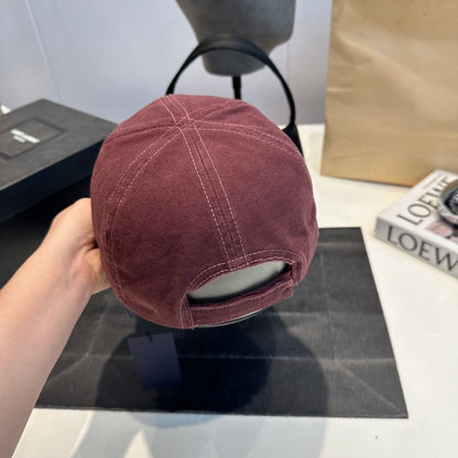 Embroidered Cotton Baseball Cap - Refined Minimalist Headwear