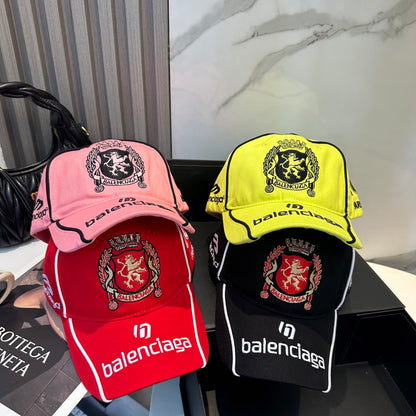 Crest embroidery cotton baseball cap with contrast piping