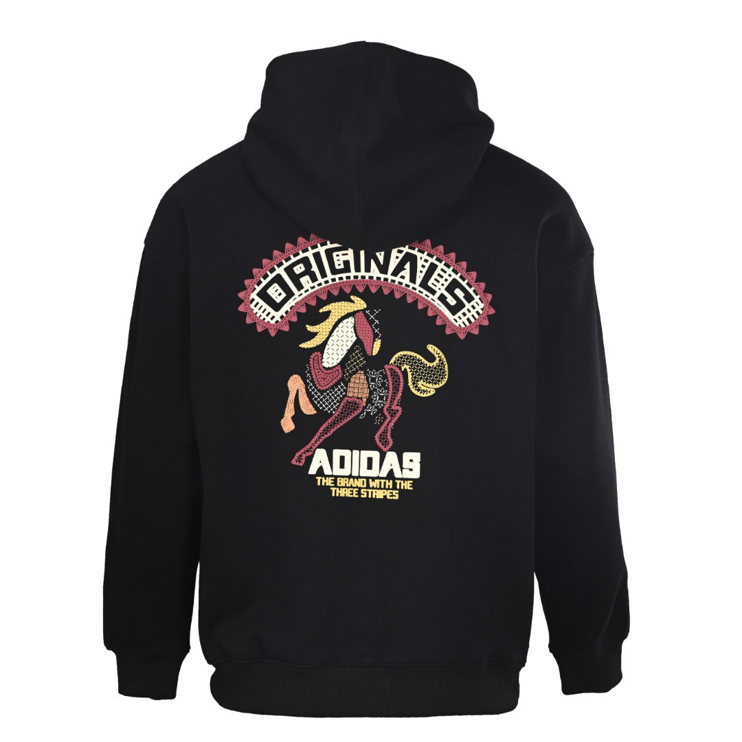 Statement Black Hoodie with Iconic Stripes