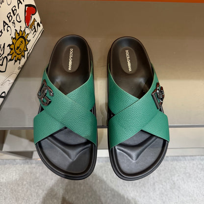 Elegant Cross-Strap Slide Sandals in Sky Blue