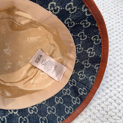 Elevated Monogram Bucket Hat with Leather Trim