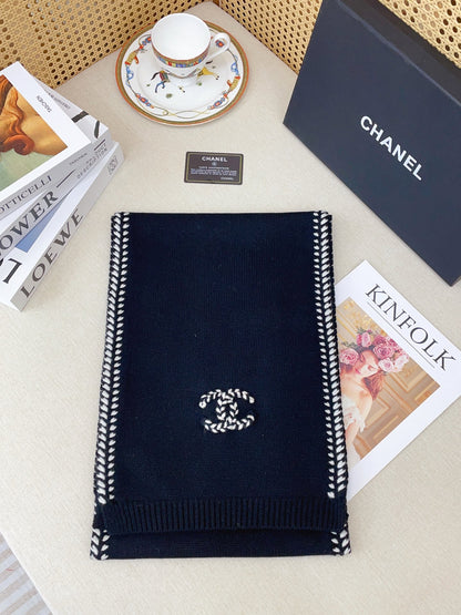 Black Knit Wool & Cashmere Scarf