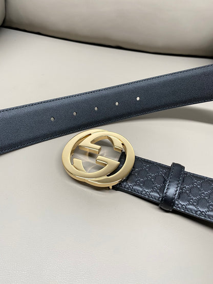 Sleek Black Leather Belt width 4cm