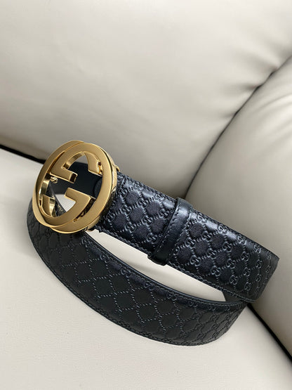 Sleek Black Leather Belt width 4cm