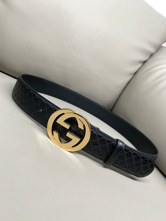 Sleek Black Leather Belt width 4cm