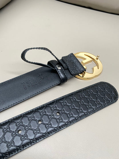 Sleek Black Leather Belt width 4cm