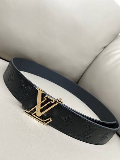 Reversible Calfskin Leather Belt with Dual-Texture Finish width 4.0cm