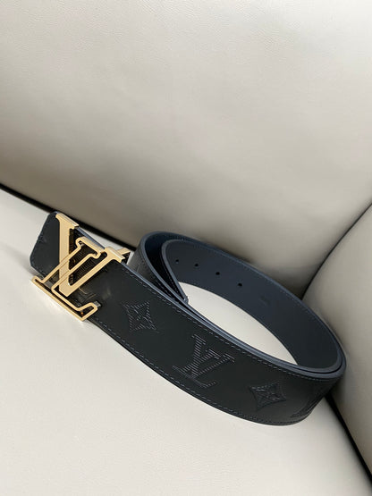 Reversible Calfskin Leather Belt with Dual-Texture Finish width 4.0cm
