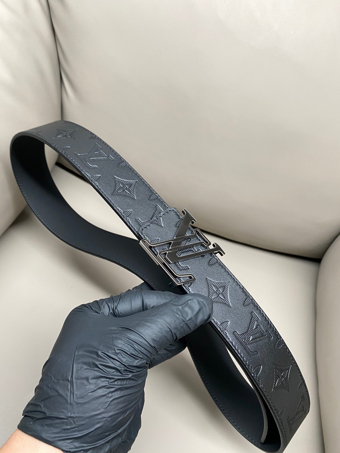 Premium Black Leather Belt width 4.0cm