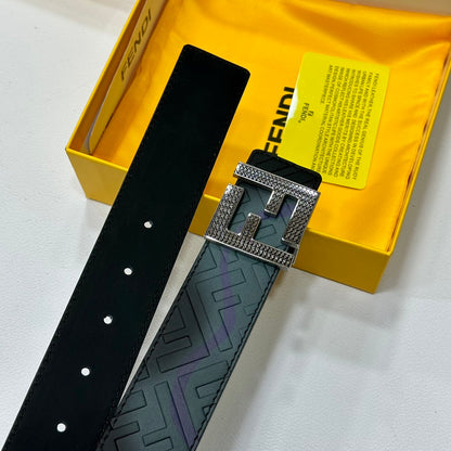 Gradient Monogram Leather Belt with Textured Buckle Width 4.0cm