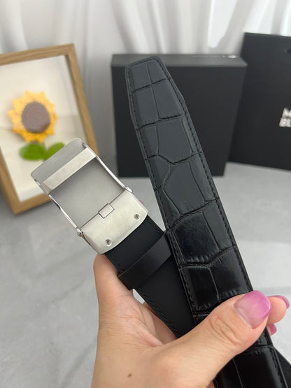 Premium Leather Belt with Textured Buckle