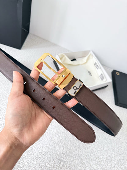 Men's Genuine Leather Belt – Pin Buckle Width 3.5cm