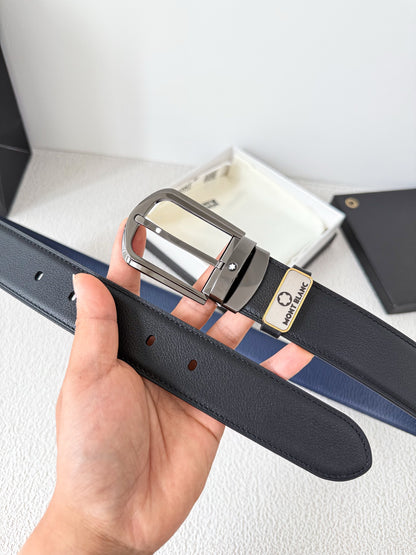 Men’s Leather Belt with Silver Buckle