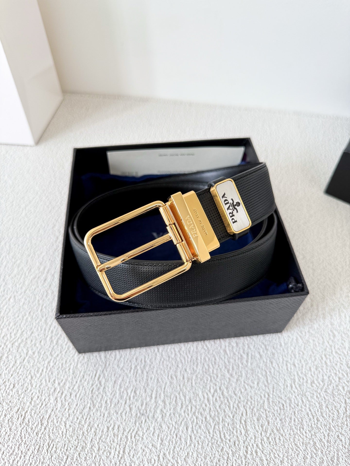 P Designer Leather Belt Pin Buckle width 3.5cm