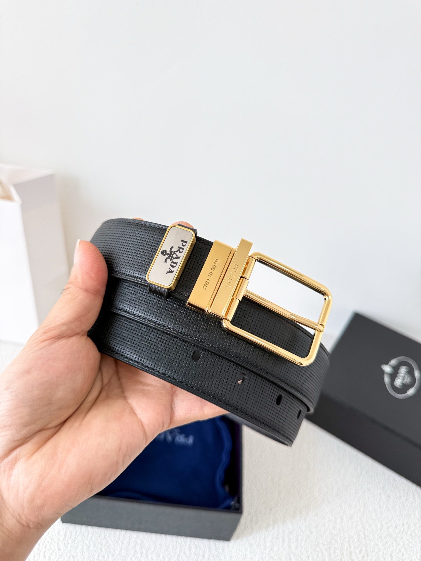 P Designer Leather Belt Pin Buckle width 3.5cm