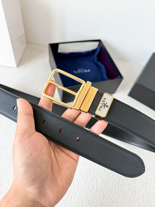 P Designer Leather Belt Pin Buckle width 3.5cm