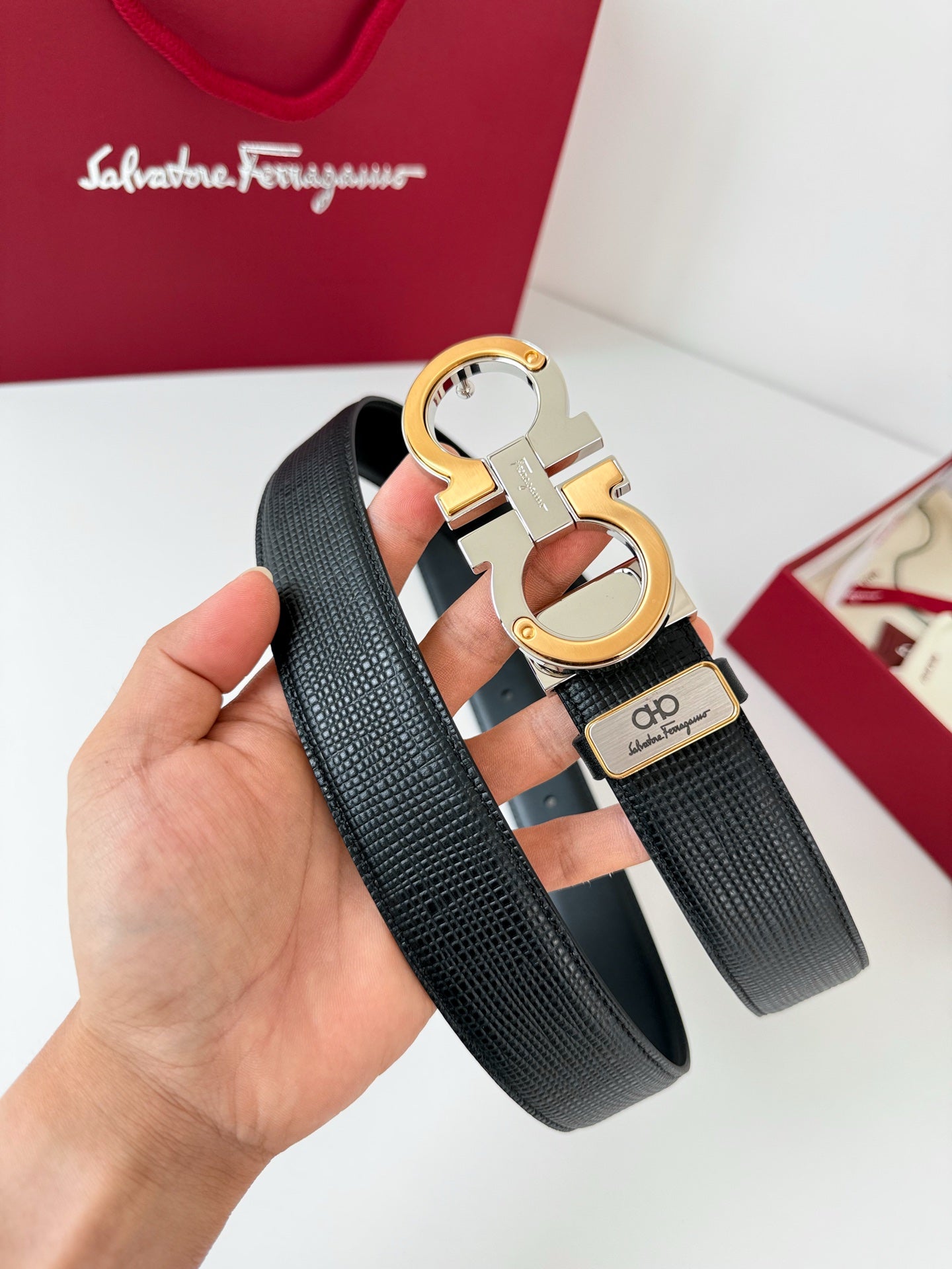 Gancini Leather Belt