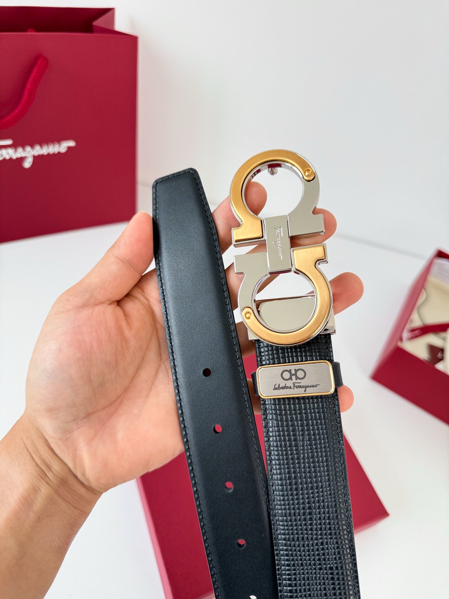 Gancini Leather Belt